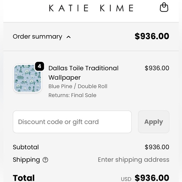 Katie Kime Dallas Toile Traditional Wallpaper Blue Pine 4 Partial DOUBLE ROLLS - Picture 12 of 12